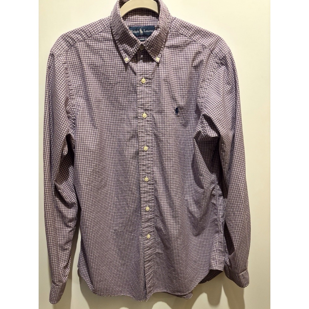 Ralph Lauren Classic Fit 15 1/3‎ 34/35 Purple Plaid Long Sleeve Shirt
